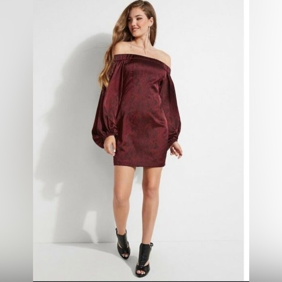 GUESS ● Off Shoulder Snakeskin Dress - Picture 1 of 4